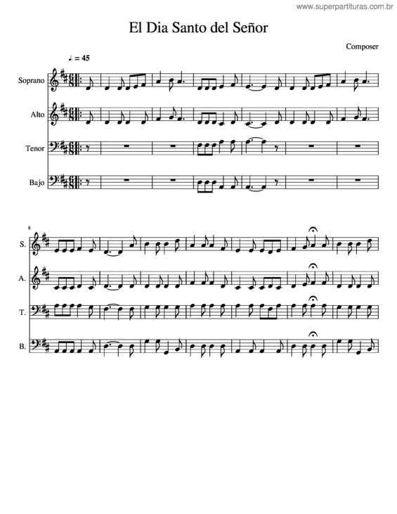 Partitura da música El Dia Santo Del Señor