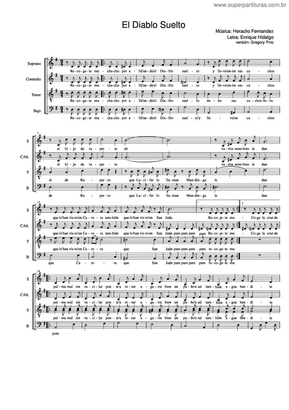 Partitura da música El Diablo Suelto