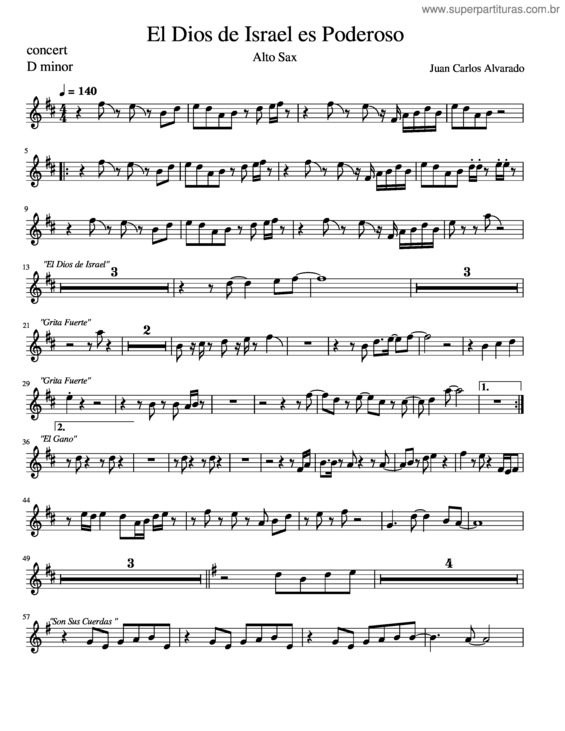 Partitura da música El Dios De Israel Es Poderoso – Juan Carlos Alvarado