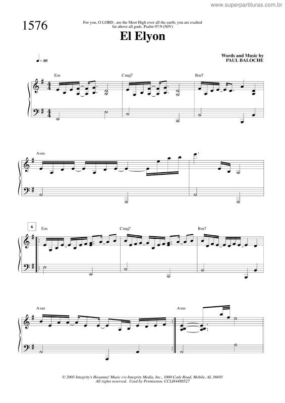 Partitura da música El Elyon