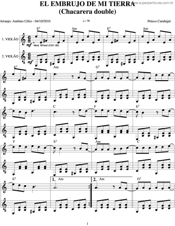 Partitura da música El Embrujo De Mi Tierra