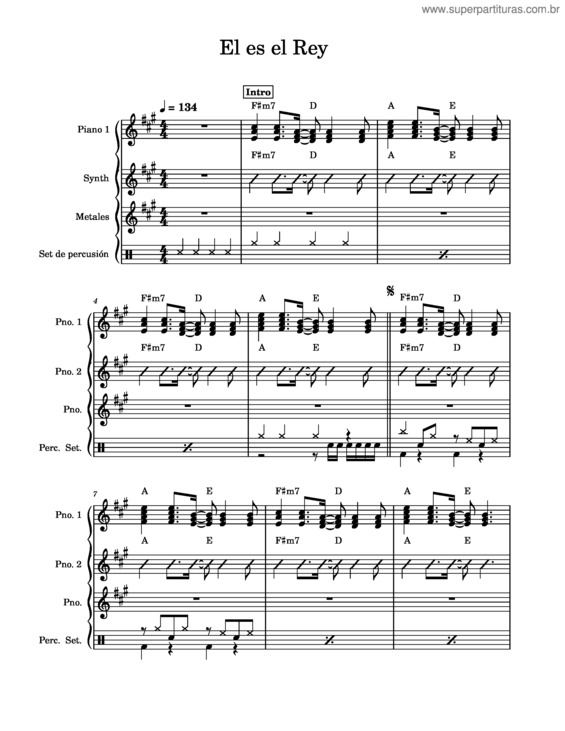 Partitura da música El Es El Rey En F#M