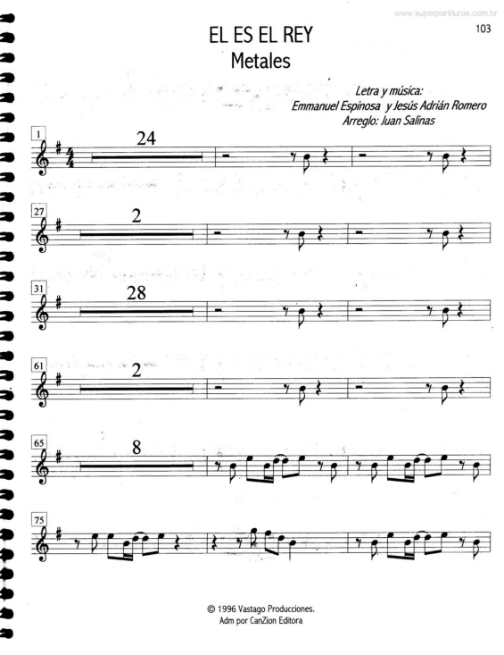 Partitura da música El Es El Rey v.5