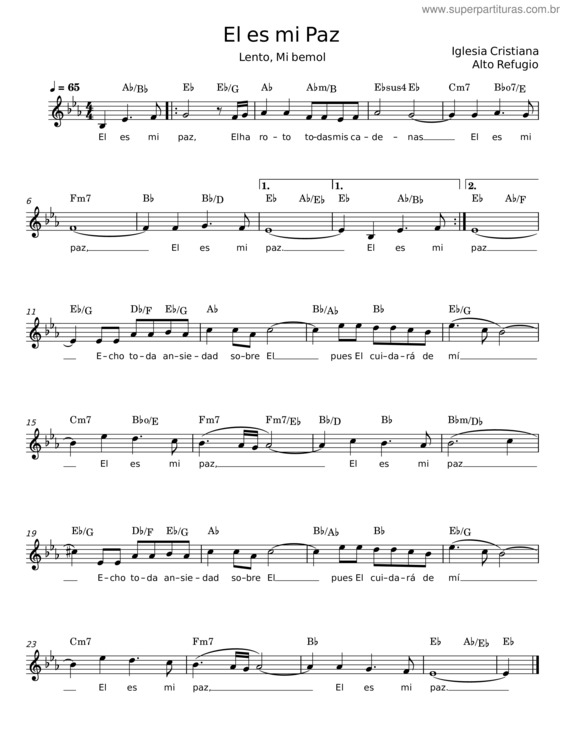 Partitura da música El Es Mi Paz