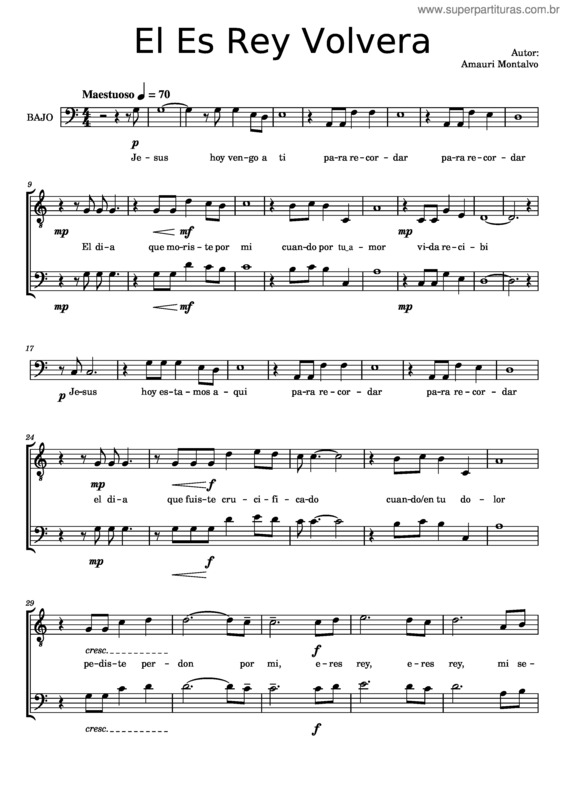 Partitura da música El Es Rey, Volverá – Amauri Montalvo v.2