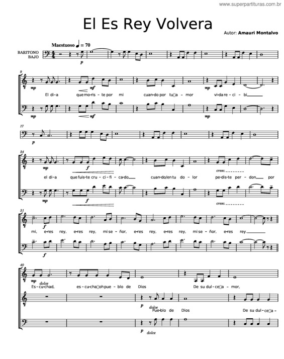 Partitura da música El Es Rey, Volverá – Amauri Montalvo