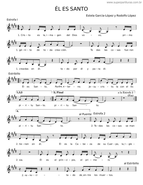 Partitura da música Él Es Santo – Estela García–López