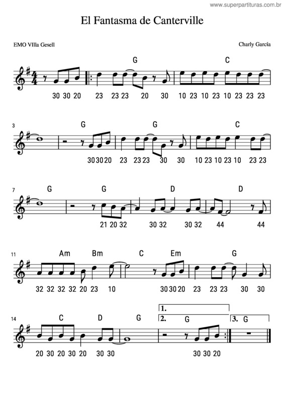 Partitura da música El Fantasma De Canterville