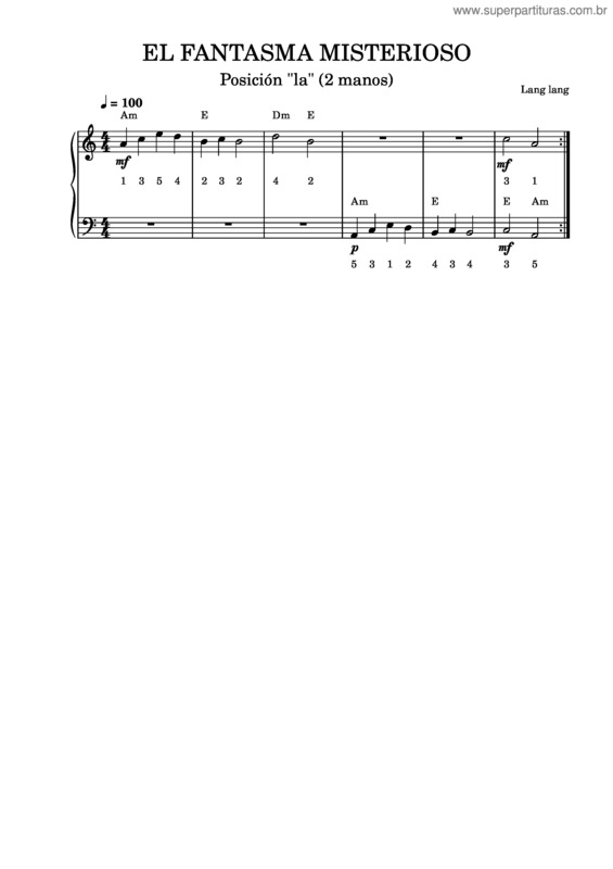 Partitura da música El Fantasma Misterioso