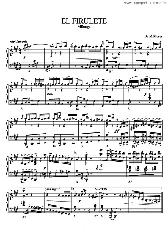 Partitura da música El Firulete v.2