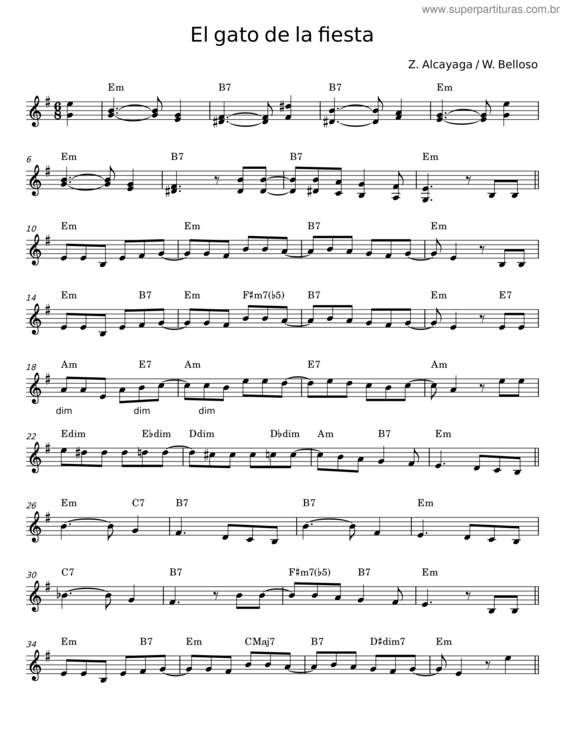 Partitura da música El Gato De La Fiesta v.2