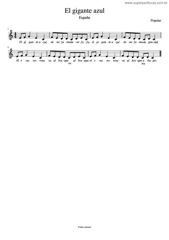 Partitura da música El Gigante Azul