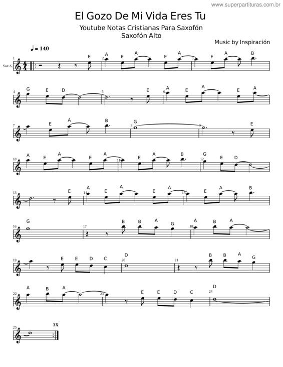 Partitura da música El Gozo De Mi Vida Eres Tu – Inspiración