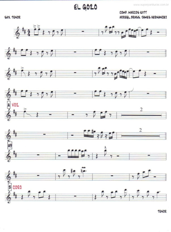 Partitura da música El Gozo