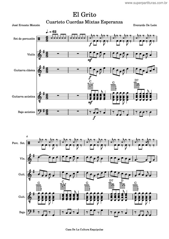 Partitura da música El Grito