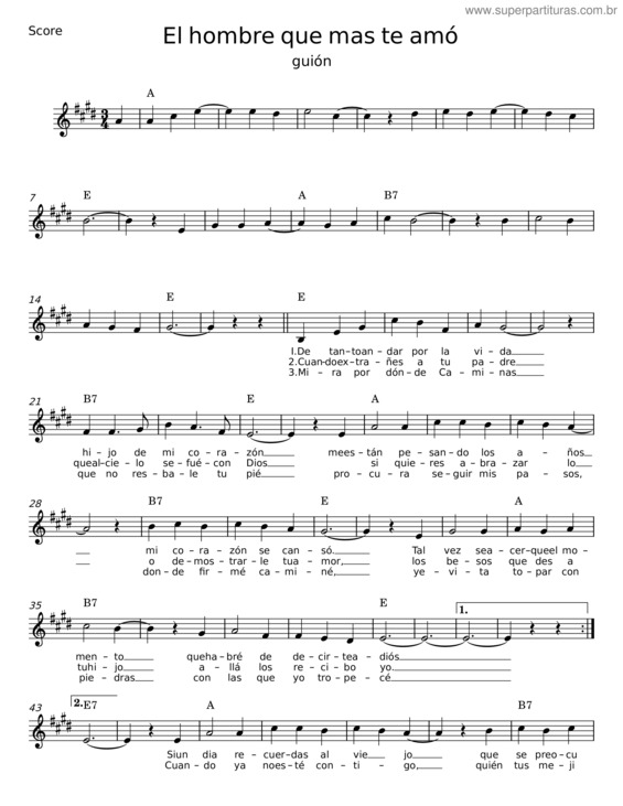 Partitura da música El Hombre Que Mas Te Amó