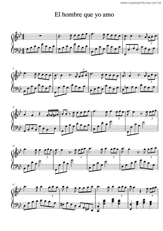 Partitura da música El Hombre Que Yo Amo