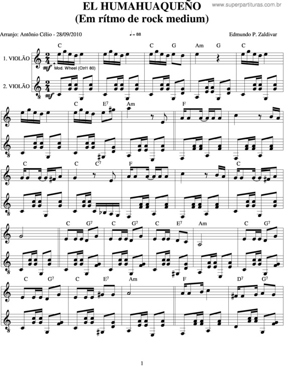 Partitura da música El Humahuaqueño