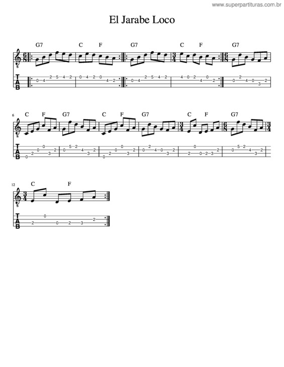 Partitura da música El Jarabe Loco