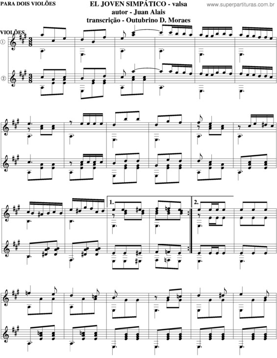 Partitura da música El Joven Simpatico