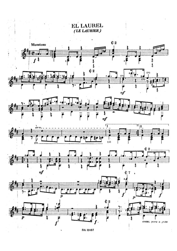 Partitura da música El Laurel