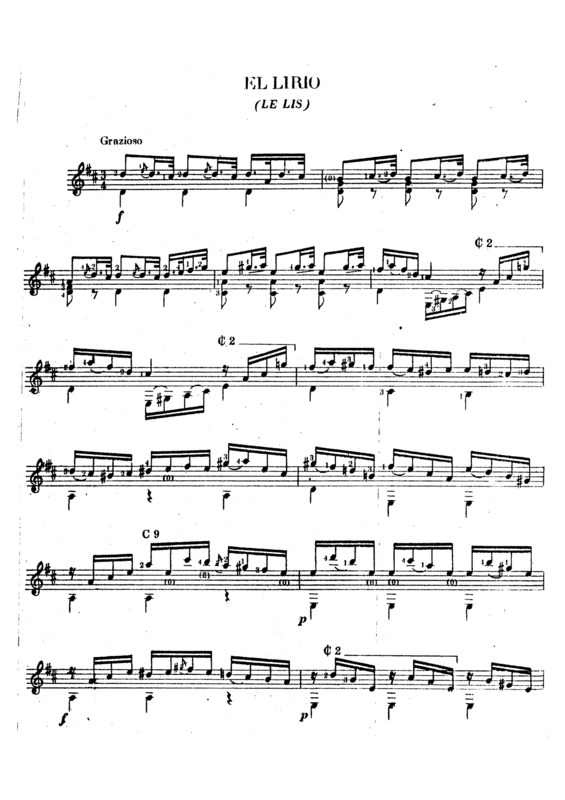 Partitura da música El Lírio