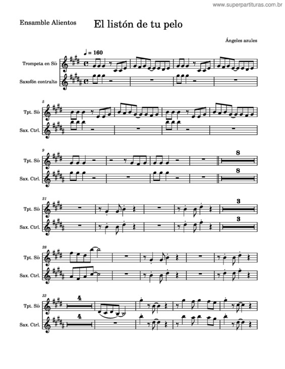 Partitura da música El Listón De Tu Pelo – Angeles Azules
