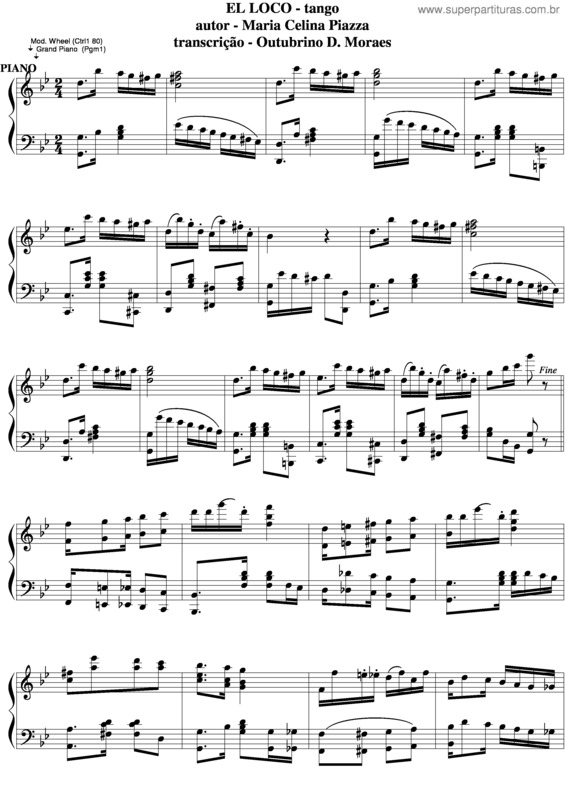 Partitura da música El Loco