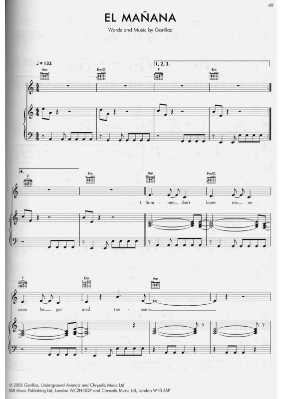 Partitura da música El Mañana