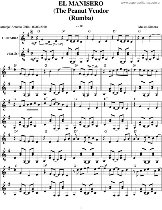 Partitura da música El Manisero v.8