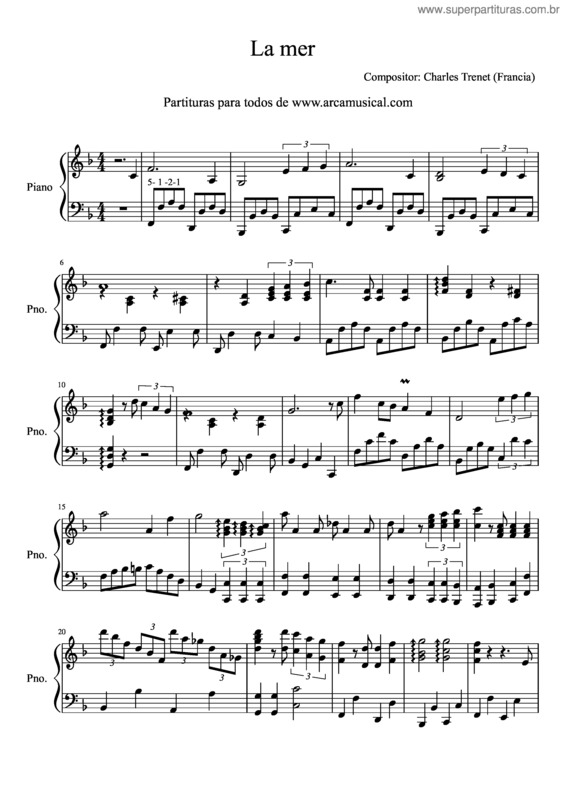 Partitura da música El Mar