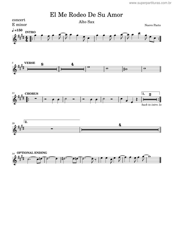 Partitura da música El Me Rodeo De Su Amor – Alto Sax