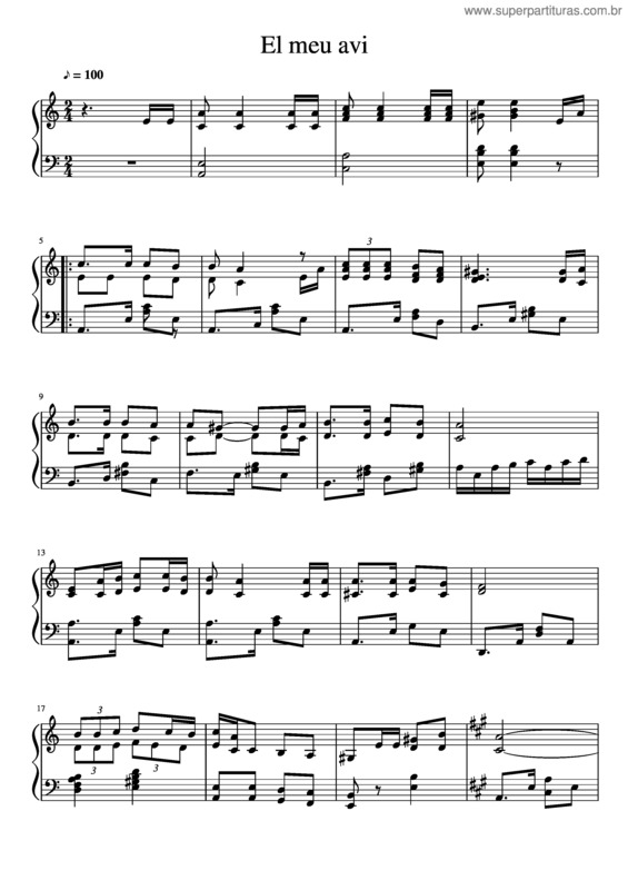 Partitura da música El Meu Avi