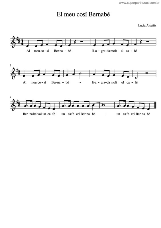 Partitura da música El Meu Cosí Bernabé