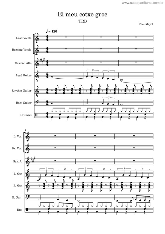 Partitura da música El Meu Cotxe Groc