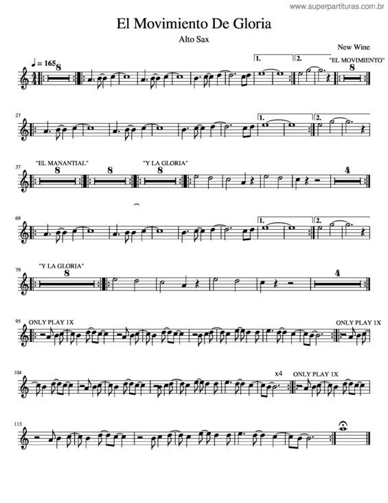 Partitura da música El Movimiento De Gloria – New Wine