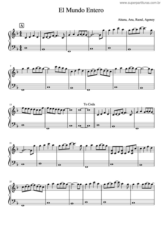 Partitura da música El Mundo Entero