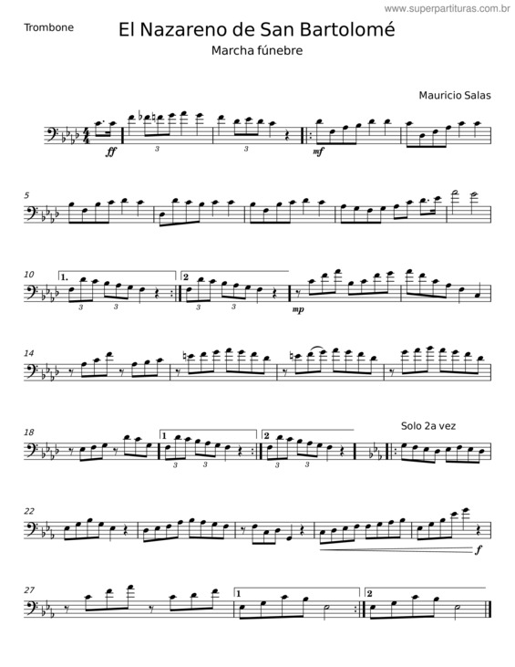 Partitura da música El Nazareno De San Bartolomé – Mauricio Salas