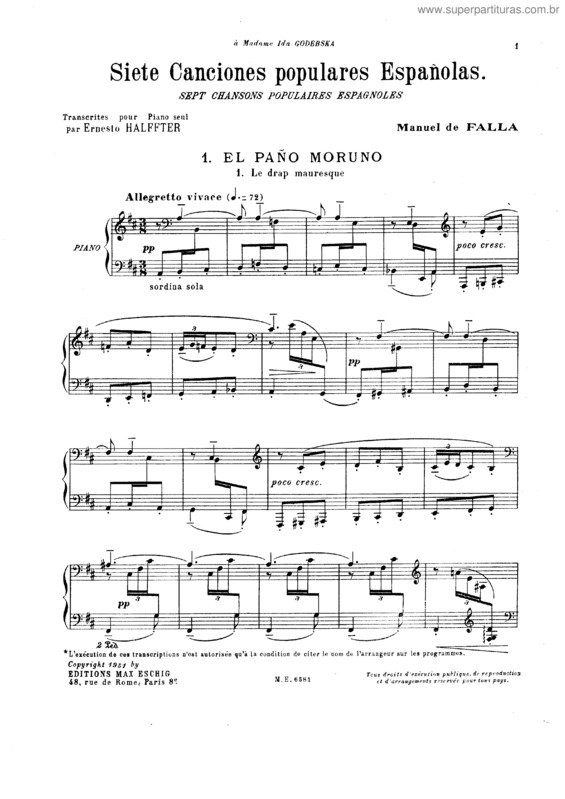 Partitura da música El Paño Moruno