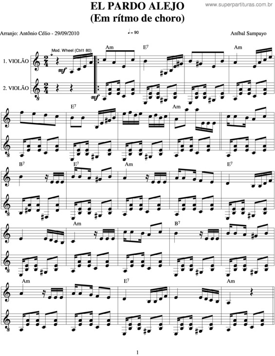 Partitura da música El Pardo Alejo