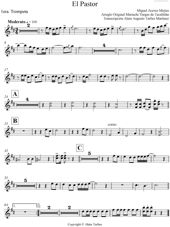 Partitura da música El Pastor