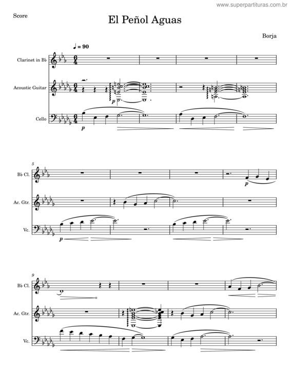Partitura da música El Peñol Aguas – Borja