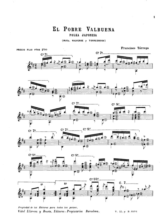 Partitura da música El Pobre Valbuena (Polka Japonesa)