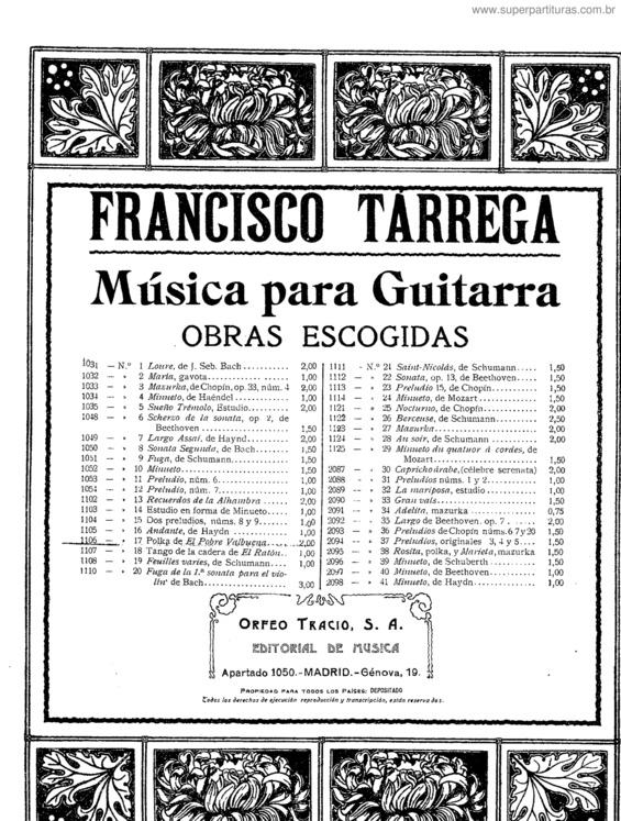 Partitura da música El Pobre Valbuena