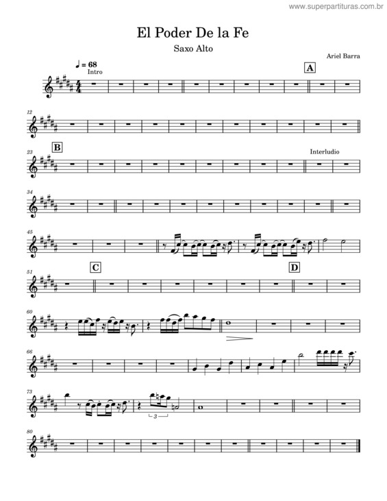 Partitura da música El Poder De La Fe Alto Sax