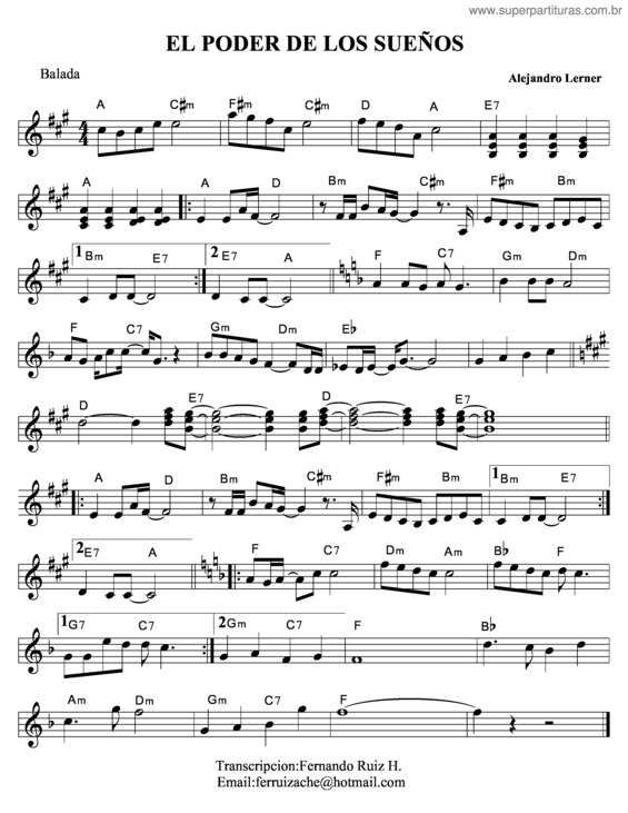 Partitura da música El Poder De Los Sueños