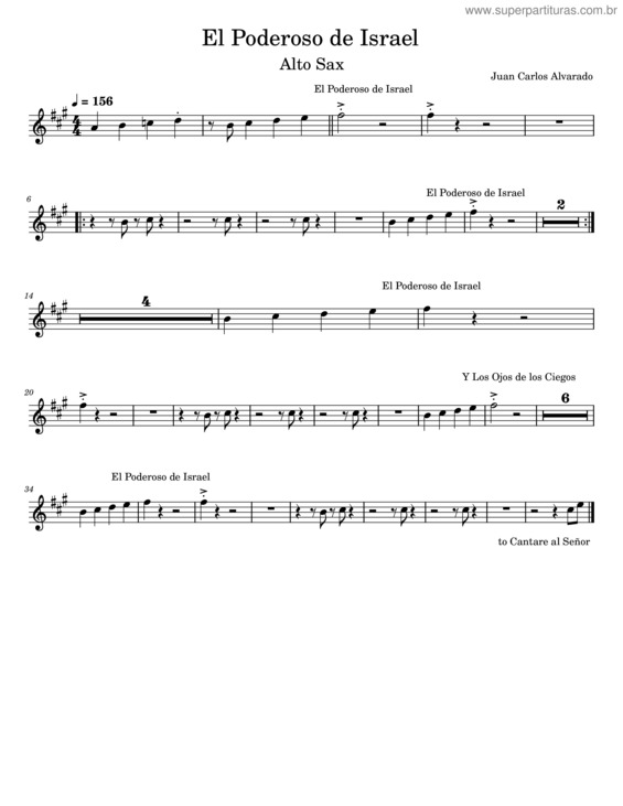 Partitura da música El Poderoso De Israel – Juan Carlos Alvarado v.2