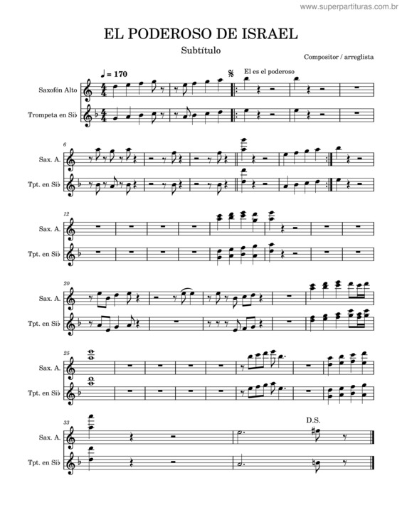 Partitura da música El Poderoso De Israel v.4