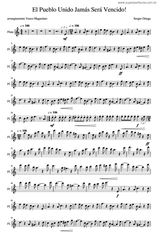 Partitura da música El Pueblo Unido, Revisione Per Flauto Traverso Di Vasco Magnolato