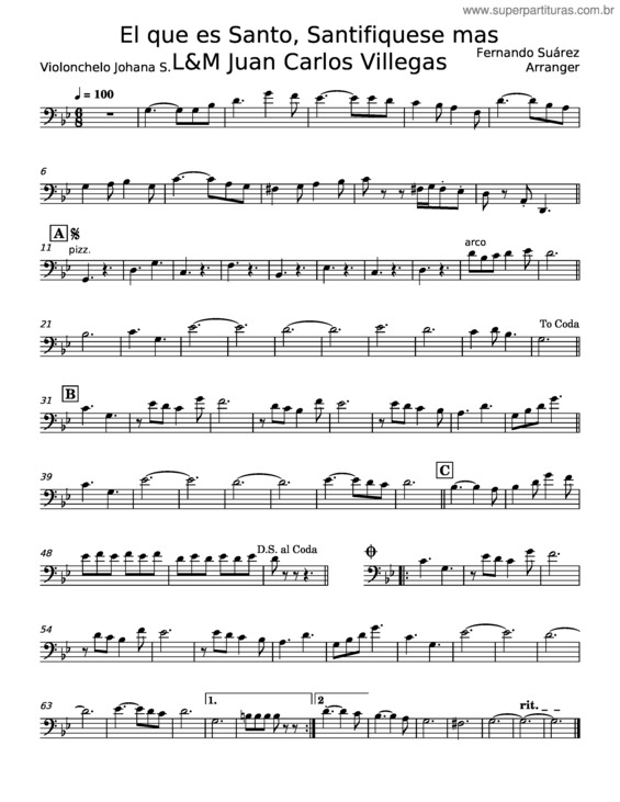 Partitura da música El Que Es Santo, Santifiquese Más – Fernando Suárez v.2